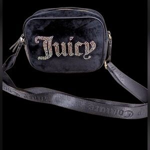 JUICY COUTURE Velour Camera  Logo rhinestonecrossbody bag New